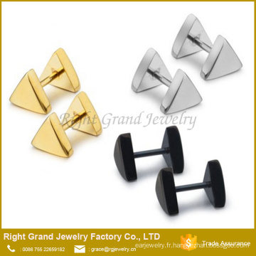 Boucle d’oreille clou Triangle en acier inoxydable du mode argent titane noir or plaqué